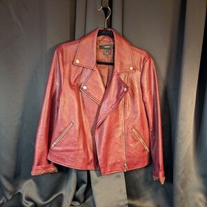 Forever 21 Red Faux Leather Jacket - Size Large